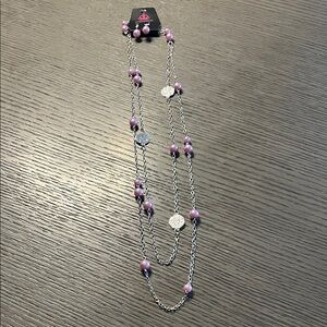 Elegant Silver and Lavender Beaded Necklace and Earring Set